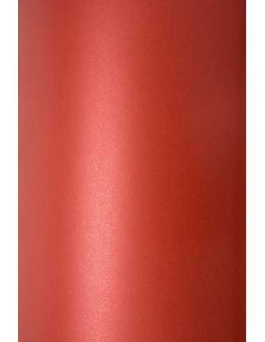 Hârtie decorativă colorată metalizată Sirio Pearl 125g Red Fever roșu buc. 10A4