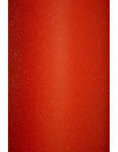 Hârtie decorativă colorată o parte glitterată autoadeziv roșu 150g buc. 10A4