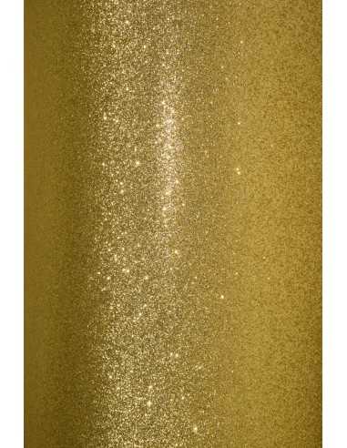 Hârtie decorativă colorată o parte glitterată auriu 210g buc. 5A4