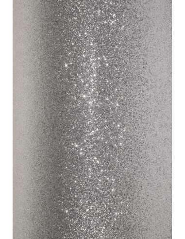 Hârtie decorativă colorată o parte glitterată argint 210g buc. 5A4