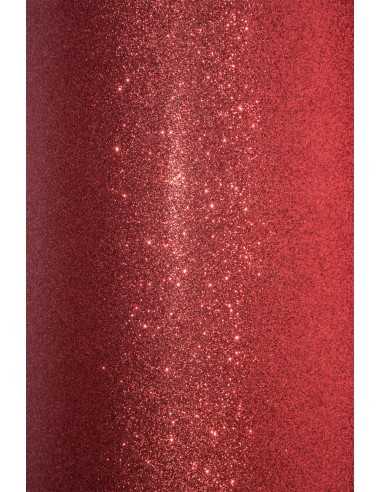 Hârtie decorativă colorată o parte glitterată roșu 210g buc. 5A4