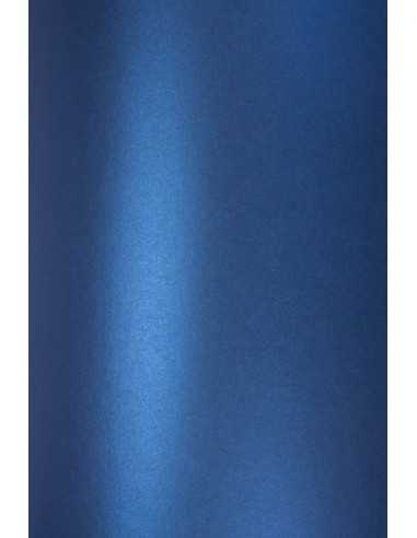 Hârtie decorativă colorată metalizată Majestic 250g Satin Blue albastru închis  buc. 10A5