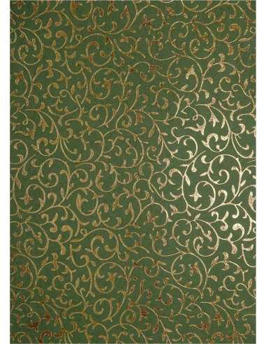 Hârtie decorativă olive - dantelă auriu 18x25 5buc.