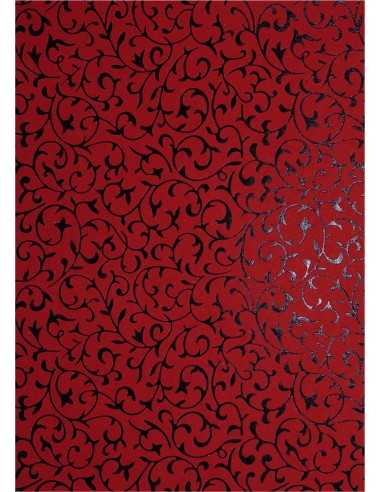 Hârtie decorativă roșu - dantelă neagră 18x25 5buc.