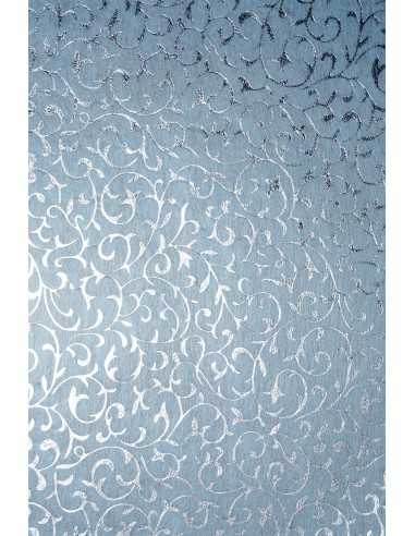 Hârtie decorativă căptuțeală albastru - dantelă argintie 19x29 5buc.