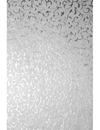 Hârtie decorativă căptuțeală ecru - dantelă argintie 19x29 5buc.
