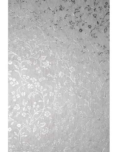 Hârtie decorativă căptuțeală alb - flori argintii 19x29 5buc.