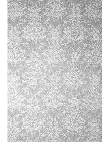 Hârtie decorativă căptuțeală alb - ornament cu sclipici argintiu 19x29 5buc.