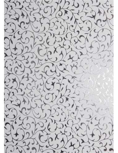 Hârtie decorativă alb - dantelă argintie 56x76 1 buc.