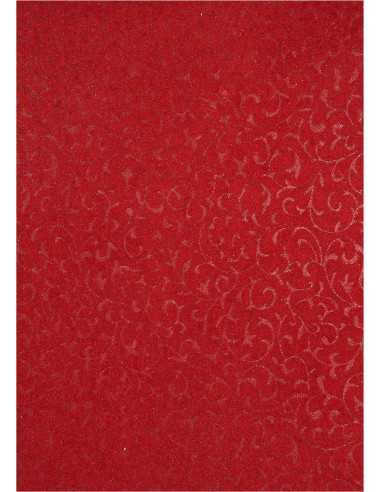 Hârtie decorativă roșu - dantelă din piele de căprioară 56x76 1 buc.