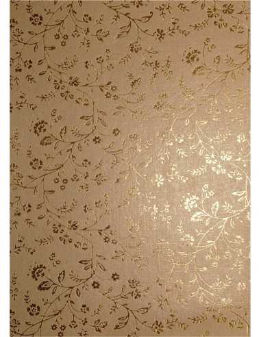 Hârtie decorativă metalizată auriu - auriu flori 56x76 1 buc.