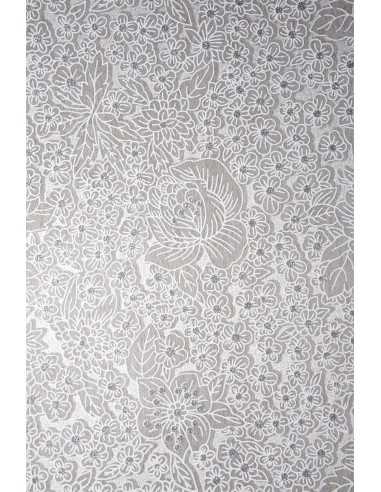 Hârtie decorativă căptuțeală alb - flori cu pietre 58x90 1 buc.