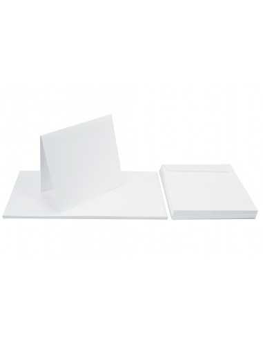 Set de hârtie simplă decorativă Lessebo 240g alb cu pliere + plicuri pătrate K4 Lessebo alb buc. 25