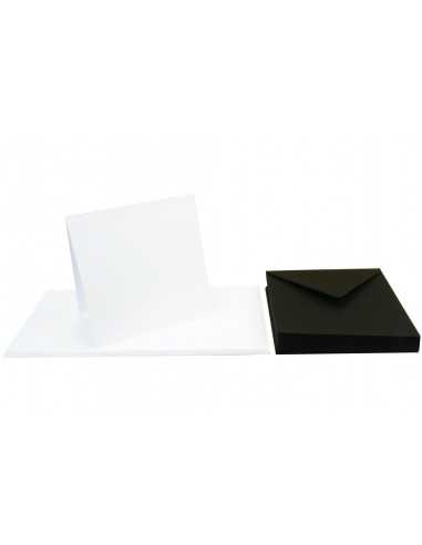 Set de hârtie ecologică simplă decorativă Arena 250g alb cu pliere + plicuri pătrate K4 Nero negru buc. 25