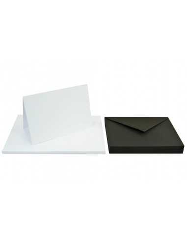 Set de hârtie ecologică simplă decorativă Arena 250g alb cu pliere + plicuri C6 Nero negru buc. 25