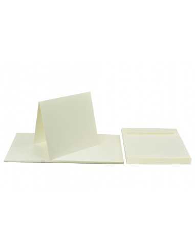 Set de hârtie simplă decorativă Lessebo 250g ecru cu pliere + plicuri pătrate K4 Lessebo ecru buc. 25