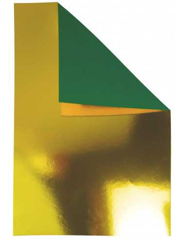 Hârtie decorativă simplă oglindă Mirror 260g auriu fond verde buc. 10A5