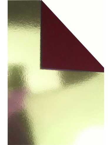 Hârtie decorativă simplă oglindă Mirror 260g auriu fond burgundy buc. 10A5