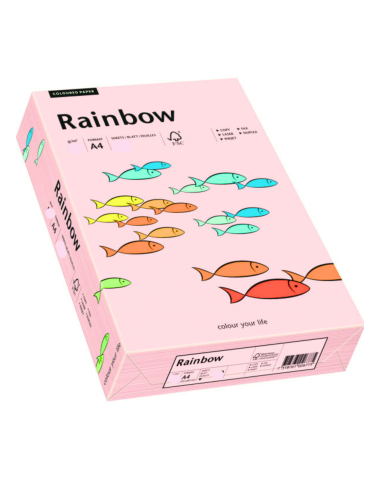 Hârtie decorativă colorată simplă Rainbow 80g R54 roz deschis buc. 500A4